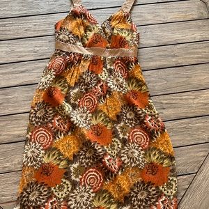 LAUNDRY BY SHELLI SEGAL 100% SILK SLEEVELESS AND FLORAL HALTER/COCKTAIL DRESS